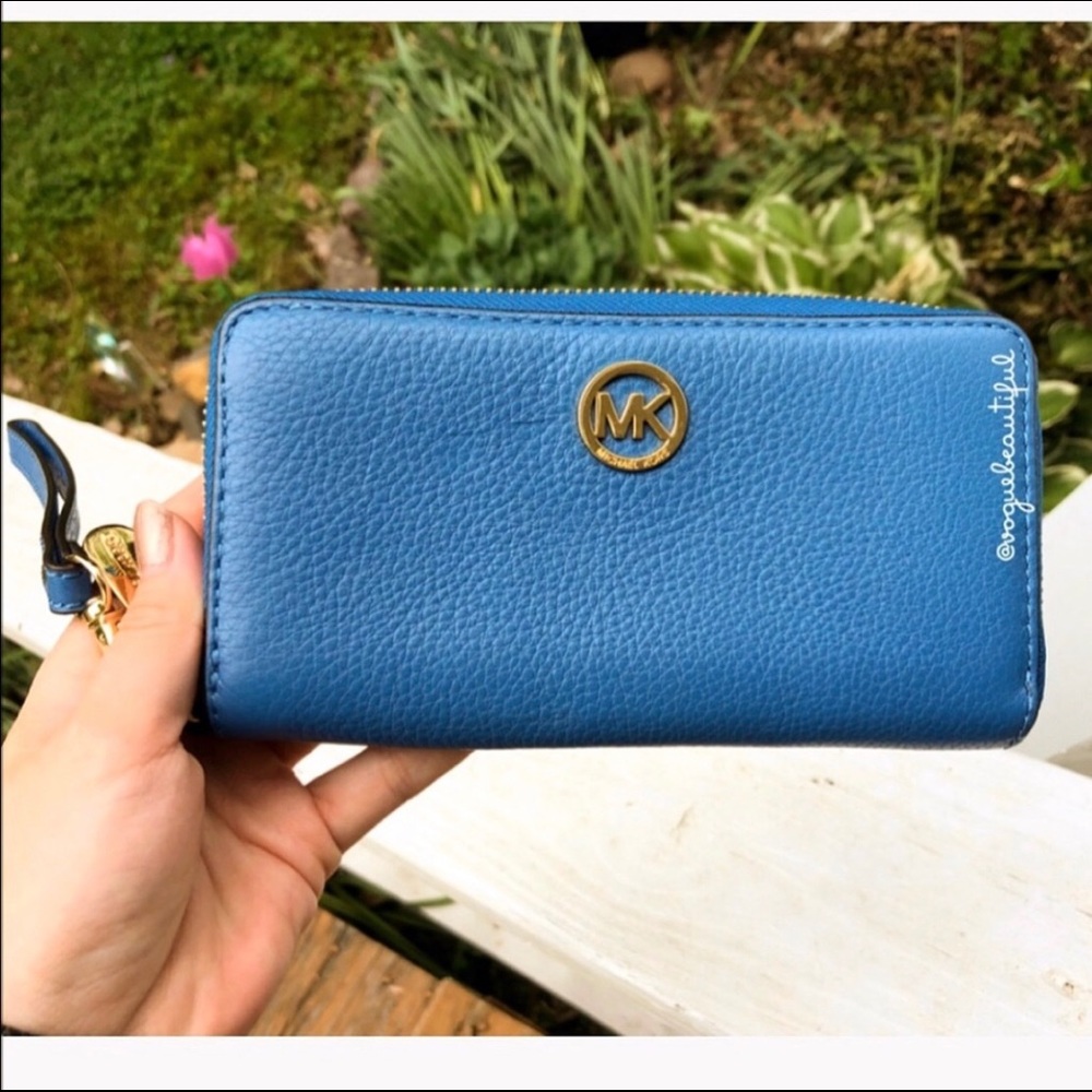 Blue Michael Kors Wristlet